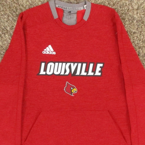 University Of Louisville Sweater Men's Small Red White Crewneck Adidas‎ Baseball - Picture 3 of 7